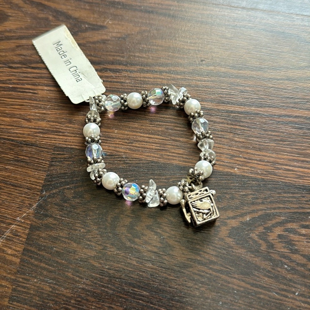 Vintage Beaded Prayer Box Bracelet Silver
